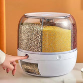 360° Rotating Rice Dispenser – 6 Grid Airtight Container | Laymston