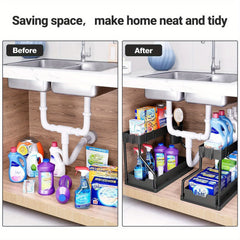Under-Sink Pull-Out Organizer, 2-Tier Metal