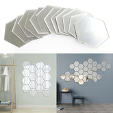 Hexagon Mirror Wall Stickers – 12PCS Removable DIY Decor | Laymston