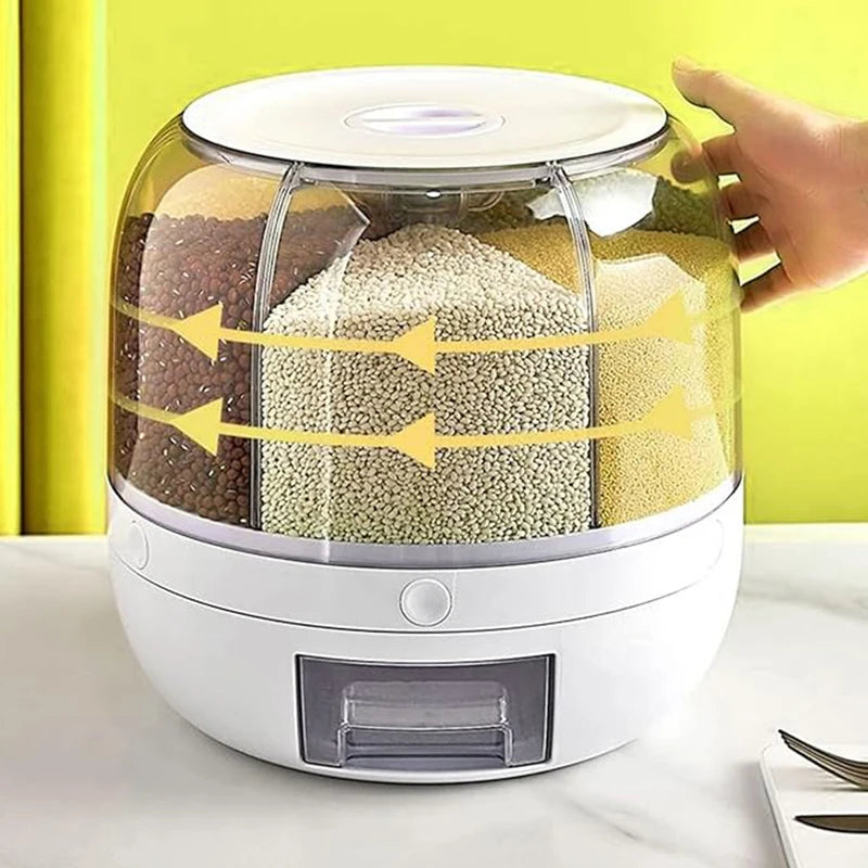 360° Rotating Dispenser – 6 Grid Airtight Container