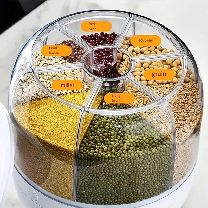 360° Rotating Dispenser – 6 Grid Airtight Container