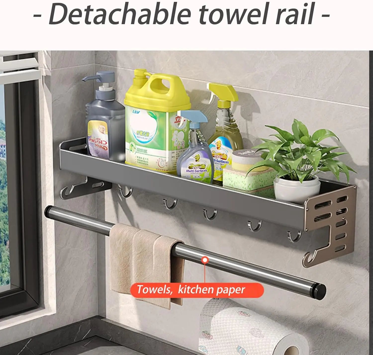 Wall-Mounted Stainless Steel Kitchen Utensil Organizer