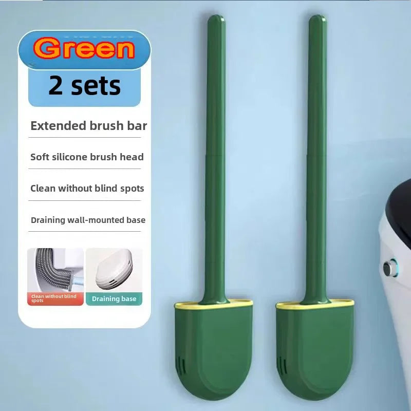 Wall-Mounted Silicone Toilet Brush with Holder