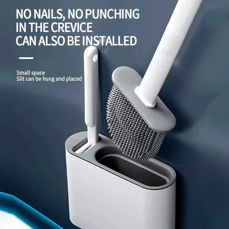 Wall Mounted Silicone Toilet Brush – No Drill Holder | Laymston