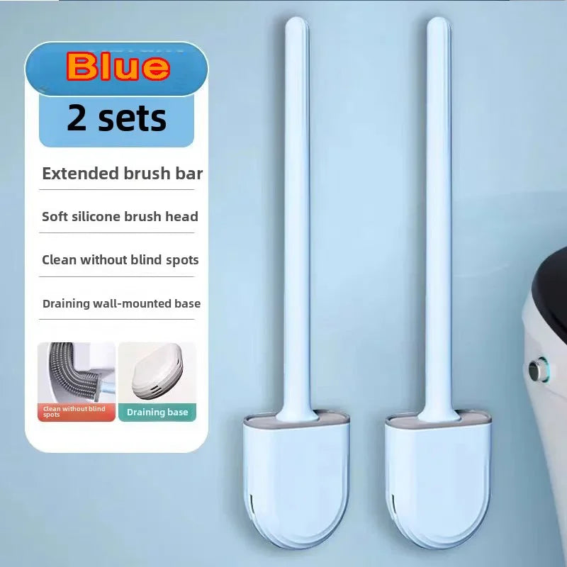Wall-Mounted Silicone Toilet Brush with Holder