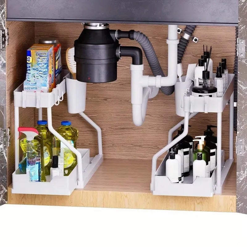 Under-Sink Pull-Out Organizer, 2-Tier Metal