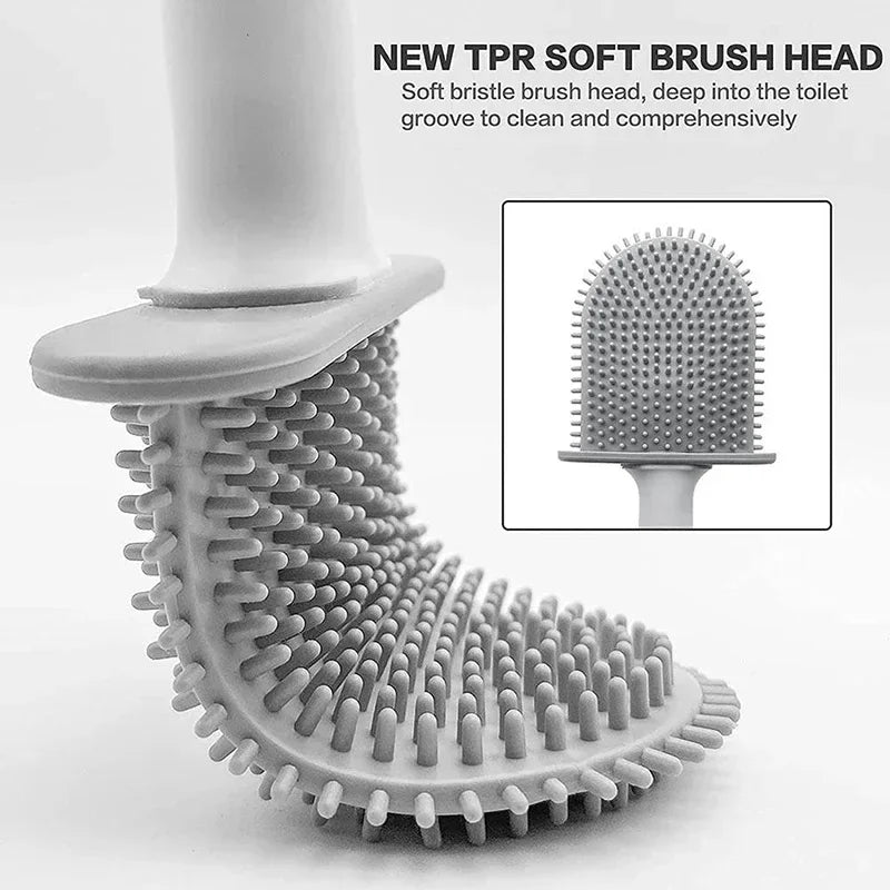 Wall-Mounted Silicone Toilet Brush with Holder