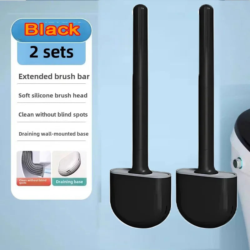 Wall-Mounted Silicone Toilet Brush with Holder