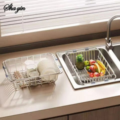 Expandable Over Sink Dish Drying Rack – Stainless Steel
