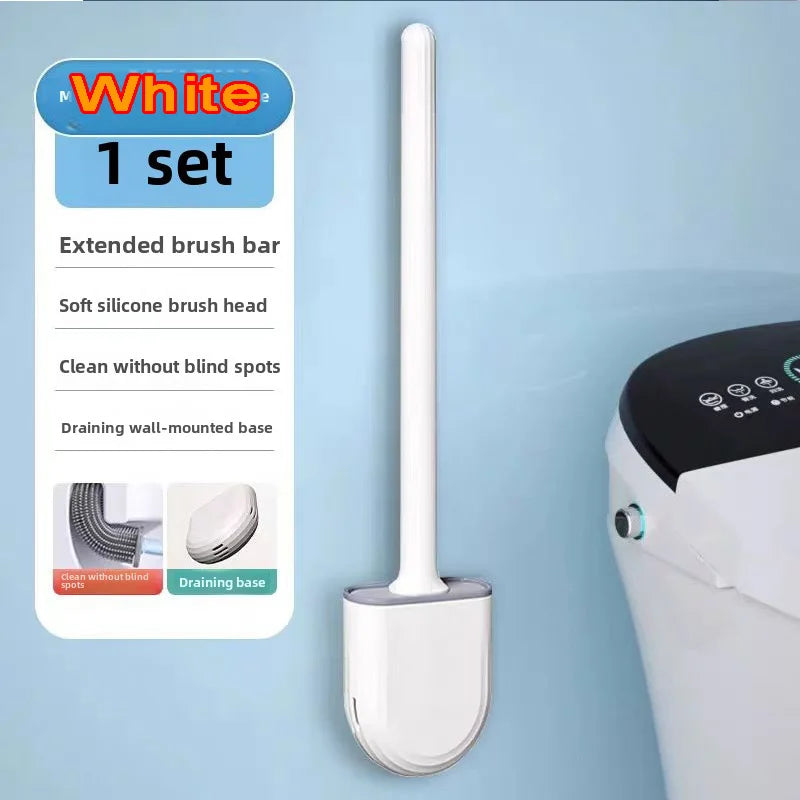 Wall-Mounted Silicone Toilet Brush with Holder