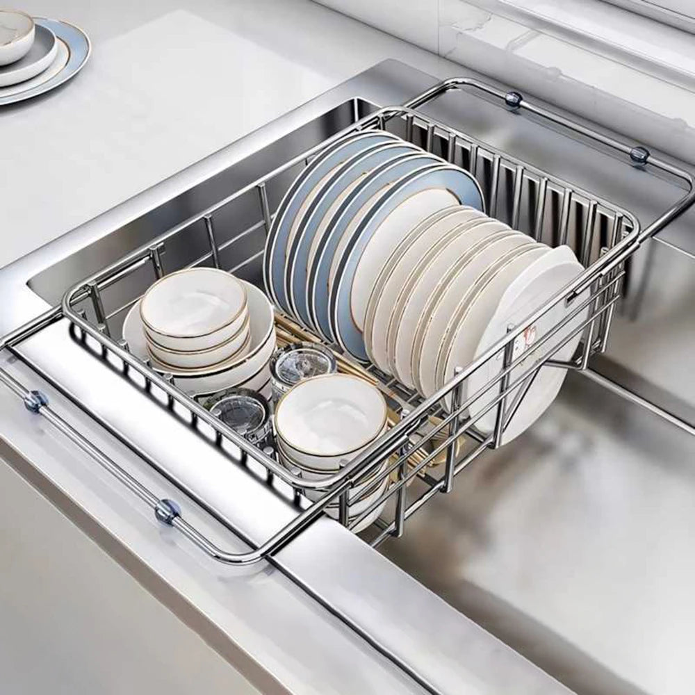 Expandable Over Sink Dish Drying Rack – Stainless Steel