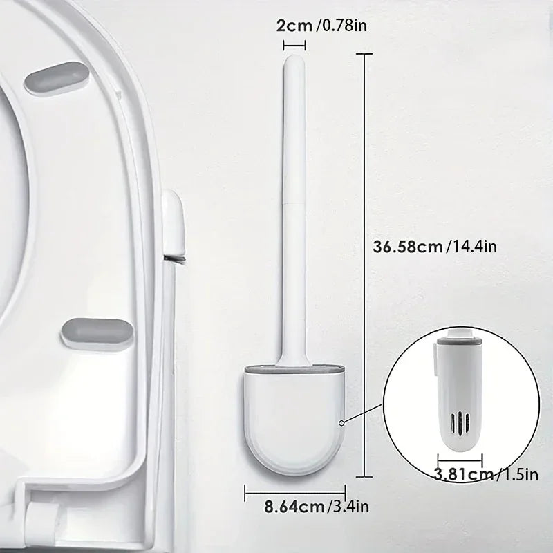 Wall-Mounted Silicone Toilet Brush with Holder