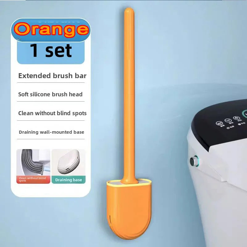 Wall-Mounted Silicone Toilet Brush with Holder