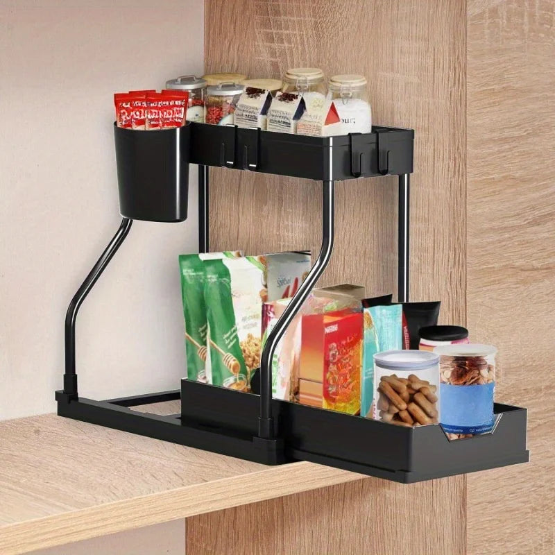Under-Sink Pull-Out Organizer, 2-Tier Metal