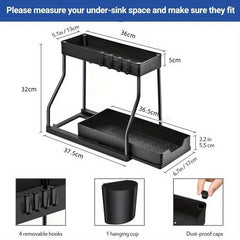 Under-Sink Pull-Out Organizer, 2-Tier Metal