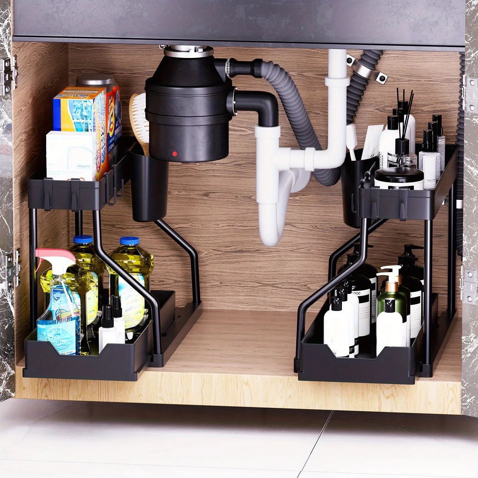 Under-Sink Pull-Out Organizer, 2-Tier Metal