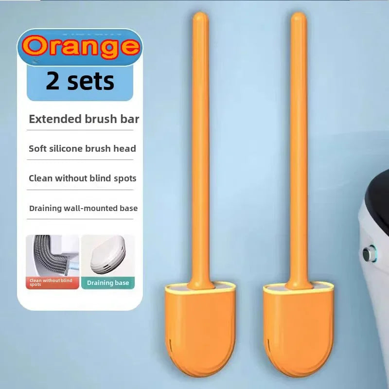 Wall-Mounted Silicone Toilet Brush with Holder