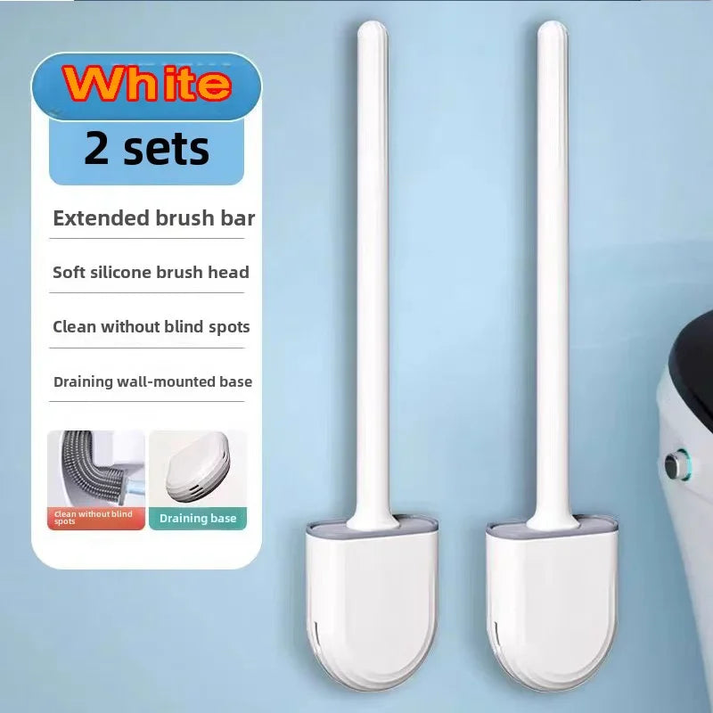 Wall-Mounted Silicone Toilet Brush with Holder
