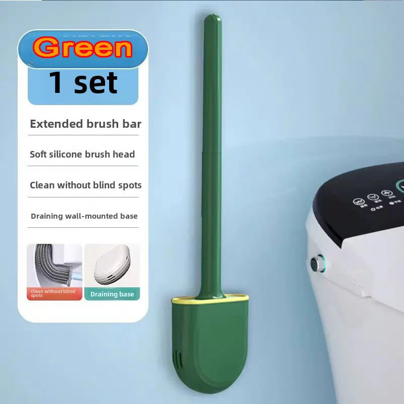 Wall-Mounted Silicone Toilet Brush with Holder